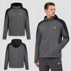 BLUZA MĘSKA 4F DRESOWA ROZPINANA Z KAPTUREM SPORTOWA S KOLOR SZARY. Szare bluzy z kapturem 4F, l, bez wzorów, z dresówki, z kapturem. Za 147.00 zł.
