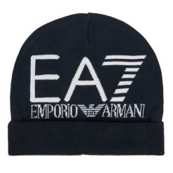 Czapka EA7 Emporio Armani. Niebieskie czapki zimowe EA7 Emporio Armani, bez wzorów. Za 149.99 zł.