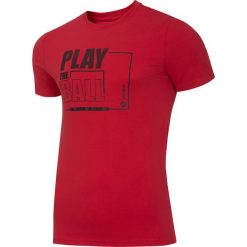 T-shirt męski TSM004 - czerwony. Czerwone t-shirty 4F, m, bez wzorów, bez kołnierzyka, bez ramiączek. W wyprzedaży za 34.99 zł.