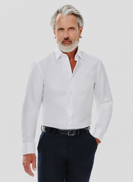 PAKO LORENTE – Gładka koszula męska w białym kolorze. Białe koszule Pako Lorente, l, bez wzorów, z bawełny, bez kołnierzyka, bez ramiączek. Za 119.99 zł.