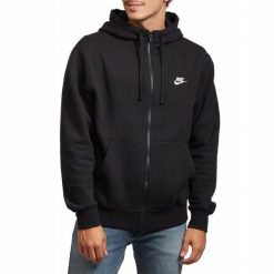 Bluza na co dzień męska NIKE SPORTSWEAR CLUB na zamek z kapturem. Czarne bluzy Nike, m, bez wzorów, z kapturem. Za 189.00 zł.