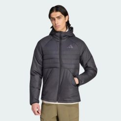 Ocieplana kurtka z kapturem Terrex Multi CLIMAWARM. Czarne kurtki Adidas, l, bez wzorów, z materiału, z kapturem. Za 599.00 zł.