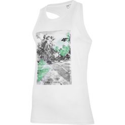 Koszulka bez rękawów męska TSM025 - biały. Bezrękawniki marki 4F. Za 39.99 zł.