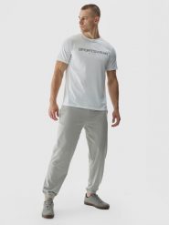 4F Spodnie dresowe joggery męskie - szare M. Szare joggery i bojówki 4F, na co dzień, m, bez wzorów, z bawełny, sportowe. W wyprzedaży za 79.99 zł.