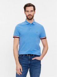 Tommy Hilfiger Polo Monotype Flag MW0MW33585 Niebieski Slim Fit. Niebieskie koszulki polo Tommy Hilfiger, m, bez wzorów, z bawełny, bez kołnierzyka, bez ramiączek. Za 249.99 zł.