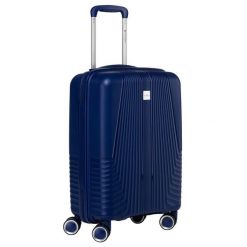 Kabinowa, granatowa walizka podróżna z teleskopowym uchwytem Peterson PTN PP-09-W. Walizki Peterson, bez wzorów. Za 154.99 zł.