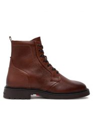 Tommy Hilfiger Trzewiki FM0FM05183 Brązowy. Brązowe botki sznurowane Tommy Hilfiger, bez wzorów, ze skóry, bez obcasa, bez zapięcia. Za 799.99 zł.