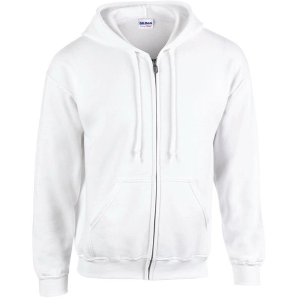 Bluza z kapturem i zamkiem błyskawicznym Gildan Heavy Blend™. Białe bluzy GILDAN, m, bez wzorów, z kapturem. Za 190.50 zł.