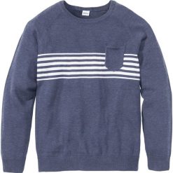 Sweter z kieszonką Regular Fit bonprix indygo melanż. Swetry nierozpinane marki bonprix. Za 59.99 zł.