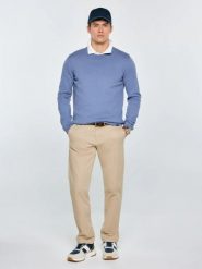 Sweter męski bawełniany niebieski Simoner 402. Niebieskie swetry nierozpinane BIG STAR, na zimę, l, z aplikacjami, z bawełny, bez kołnierzyka, bez ramiączek. Za 179.99 zł.