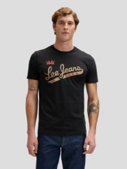 MESKA KOSZULKA LEE JEANS TEE BLACK 112376474. Czarne t-shirty Lee, s, bez wzorów, z jeansu, bez kołnierzyka, bez ramiączek. Za 79.99 zł.
