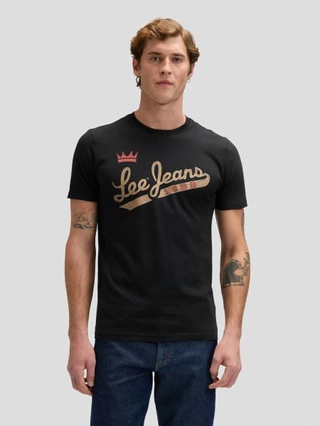 MESKA KOSZULKA LEE JEANS TEE BLACK 112376474. Czarne t-shirty Lee, s, bez wzorów, z jeansu, bez kołnierzyka, bez ramiączek. Za 79.99 zł.