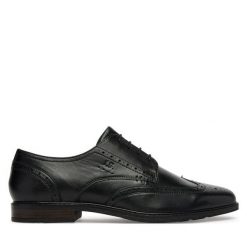 Półbuty Josef Seibel. Czarne eleganckie półbuty Josef Seibel, bez wzorów, bez obcasa, bez zapięcia. Za 439.99 zł.