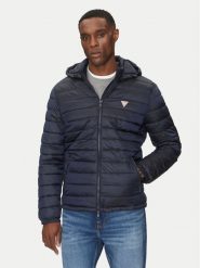 Guess Jeans Kurtka puchowa M5RL99 WHAB2 Granatowy Regular Fit. Niebieskie kurtki Guess Jeans, m, z aplikacjami, z jeansu, bez kaptura. Za 399.99 zł.