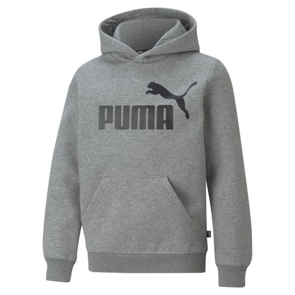 Młodzieżowa bluza z kapturem z dużym logo Essentials PUMA Medium Gray Heather. Szara bluzy z kapturem Puma, m, bez wzorów, z bawełny, z kapturem. Za 156.90 zł.