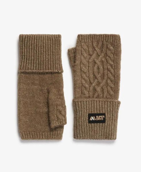 Superdry Rękawiczki Cable Luxe ogrzewacze dłoni bez palców z klapką – Moss Khaki. Zielone rękawiczki Superdry, z aplikacjami, z materiału. Za 144.55 zł.