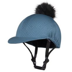 Czapka na kask jeździecki QHP Micah. Niebieskie czapki z daszkiem QHP, na lato, bez wzorów, z elastanu. Za 154.00 zł.