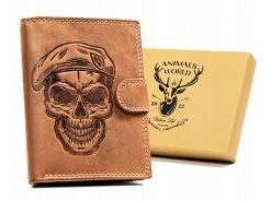 Portfel skórzany Always Wild N4L-CHM-SKULL brązowy. Brązowe portfele Always Wild, bez wzorów, z nubiku. Za 37.50 zł.