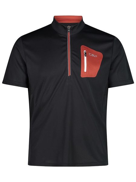 CMP Koszulka kolarska w kolorze czarno-pomarańczowym rozmiar: 46. Czarne t-shirty sportowe CMP, bez wzorów, z materiału, bez ramiączek, rowerowe. Za 56.93 zł.