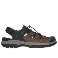 Buty trekkingowe męskie Skechers Tresmen. Brązowe buty trekkingowe Skechers, bez wzorów, z materiału, bez zapięcia. Za 298.99 zł.