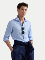 Polo Ralph Lauren Koszula 710968915008 Błękitny Slim Fit. Niebieskie koszule Polo Ralph Lauren, m, bez wzorów, ze lnu, bez kołnierzyka, bez ramiączek. Za 709.99 zł.
