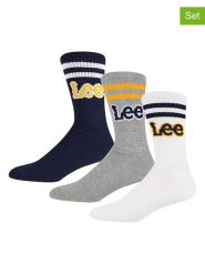 LEE Underwear Skarpety (3 pary) "Erskine" w kolorze białym, szarym i czarnym rozmiar: 43-46. Białe skarpety LEE Underwear, bez wzorów. Za 26.07 zł.