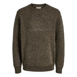 Sweter Jack & Jones Rollie dziany czekoladowy labrador. Brązowe swetry nierozpinane Jack&Jones, m, bez wzorów, bez kołnierzyka, bez ramiączek. Za 211.46 zł.