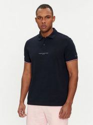 Tommy Hilfiger Polo Logo MW0MW34841 Granatowy Regular Fit. Niebieskie koszulki polo Tommy Hilfiger, m, bez wzorów, z bawełny, bez kołnierzyka, bez ramiączek. Za 259.99 zł.