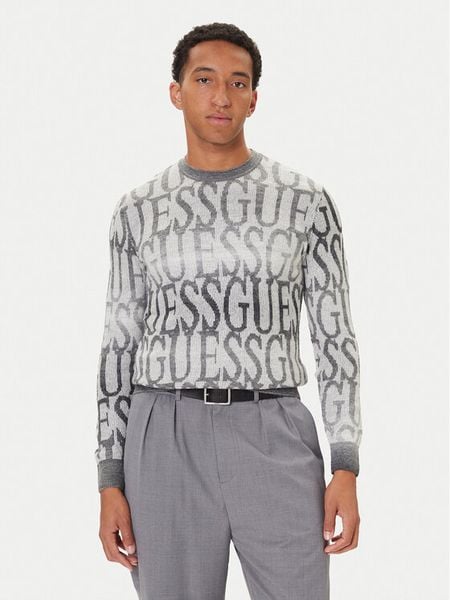 Guess Sweter M5BR24 Z0500 Szary Regular Fit. Szare swetry rozpinane Guess, m, z aplikacjami, z syntetyku, bez kołnierzyka, bez ramiączek. Za 269.99 zł.