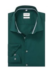 OLYMP Koszula "Level 5" - Body fit - w kolorze ciemnozielonym rozmiar: 40. Zielone koszule Olymp, bez wzorów, z bawełny, bez kołnierzyka, bez ramiączek. Za 126.45 zł.