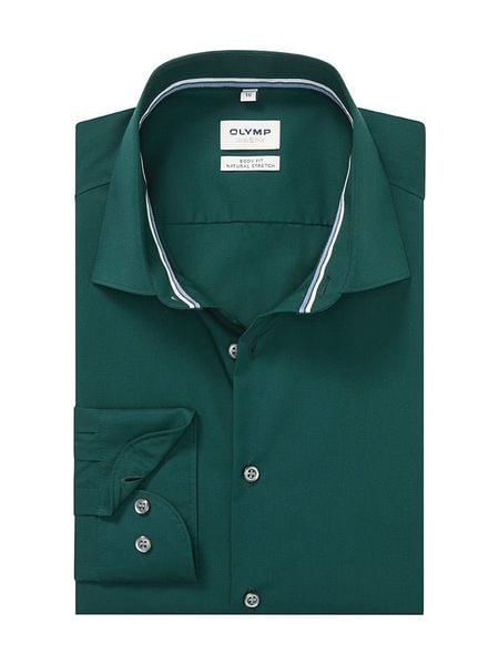 OLYMP Koszula "Level 5" - Body fit - w kolorze ciemnozielonym rozmiar: 40. Zielone koszule Olymp, bez wzorów, z bawełny, bez kołnierzyka, bez ramiączek. Za 122.67 zł.