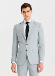 PAKO LORENTE – Szara marynarka garniturowa. Szare garnitury Pako Lorente, m, bez wzorów, z elastanu. Za 649.99 zł.