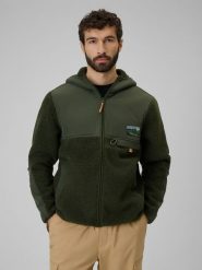 4F Polar sherpa regular z kapturem męski - khaki L. Brązowe bluzy z polaru 4F, l, bez wzorów, z materiału, z kapturem. Za 269.99 zł.