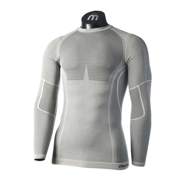 Koszulka termoaktywna męska Mico Odor Zero Round Neck. Szare bielizna termoaktywna Mico, na jesień, m, bez wzorów, z elastanu, bez ramiączek. Za 189.99 zł.