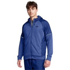 Męska kurtka przeciwdeszczowa z kapturem (Niebieska). Niebieskie kurtki Under Armour, m, bez wzorów, z materiału, z kapturem. Za 410.90 zł.