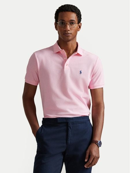 Polo Ralph Lauren Polo 710941439502 Różowy jasny Custom Slim Fit. Czerwone koszulki polo Polo Ralph Lauren, m, bez wzorów, z bawełny, bez kołnierzyka, bez ramiączek. Za 594.99 zł.
