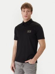 Armani Exchange Polo XM002232 AF10364 UC001 Czarny Regular Fit. Czarne koszulki polo Armani Exchange, l, bez wzorów, z bawełny, bez kołnierzyka, bez ramiączek. Za 369.99 zł.