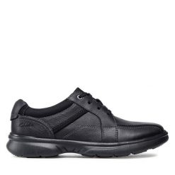 Półbuty Clarks. Czarne eleganckie półbuty Clarks, bez wzorów, bez obcasa, bez zapięcia. Za 239.99 zł.