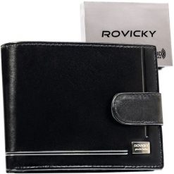 Portfel męski Rovicky CPR-06L-NBAR czarny. Czarne portfele ROVICKY, bez wzorów, ze skóry. Za 64.99 zł.