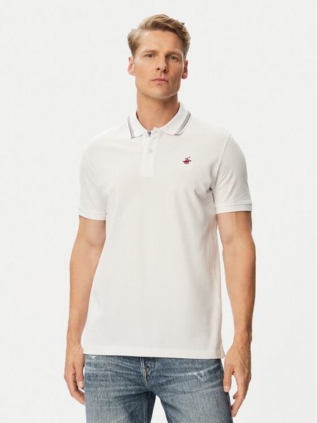 Beverly Hills Polo Club Polo P-SS26M-P450111 Biały Regular Fit. Białe koszulki polo sportowe Beverly Hills Polo Club, m, bez wzorów, z bawełny, bez kołnierzyka, bez ramiączek. Za 229.99 zł.