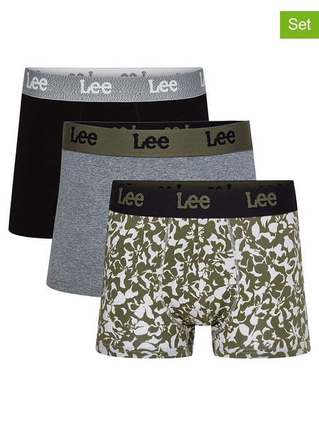 LEE Underwear Bokserki (3 pary) "Reo" w kolorze oliwkowo-czarno-szarym rozmiar: L. Brązowe bokserki LEE Underwear, l, bez wzorów. Za 96.14 zł.