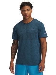 Under Armour Koszulka sportowa "Stride" w kolorze turkusowym rozmiar: L. Niebieskie t-shirty sportowe Under Armour, bez wzorów, z materiału, bez ramiączek, outdoorowe. Za 168.06 zł.