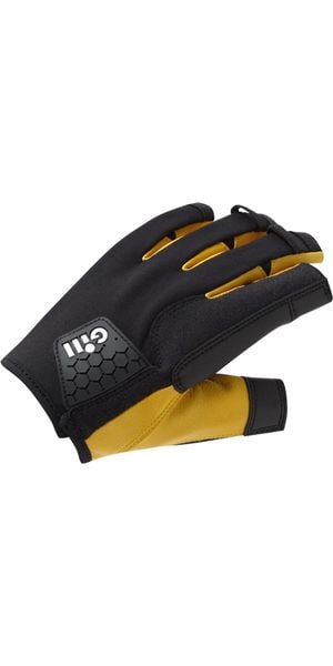 Rękawiczki żeglarskie Pro Gloves, krótkie palce, czarne. Czarne rękawiczki GILL, bez wzorów. Za 265.70 zł.