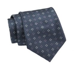 Klasyczny Krawat, Granatowy w Drobny Wzór, Męski, 7cm -Angelo di Monti. Niebieskie krawaty i muchy Angelo di Monti, bez wzorów, z tkaniny. Za 45.00 zł.