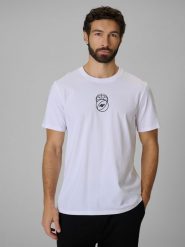 4F T-shirt regular z nadrukiem męski - biały S. Białe t-shirty 4F, m, bez wzorów, z bawełny, bez kołnierzyka, bez ramiączek. Za 59.99 zł.