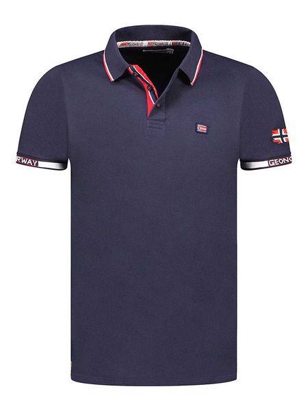 Geographical Norway Koszulka polo "Kauge" w kolorze granatowym rozmiar: M. Niebieskie koszulki polo Geographical Norway, m, bez wzorów, z bawełny, bez kołnierzyka, bez ramiączek. Za 102.42 zł.