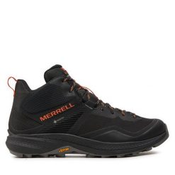 Trekkingi Merrell. Czarne botki sznurowane Merrell, bez wzorów, z gore-texu, bez obcasa, bez zapięcia. Za 849.99 zł.