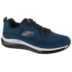 Buty Skechers Skechair Element 2.0 czarno-turkusowe. Czarne buty sportowe casual Skechers, bez wzorów, z materiału, bez zapięcia. Za 349.99 zł.