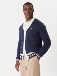 Lacoste Kardigan AH7725 Granatowy Regular Fit. Niebieskie swetry rozpinane LACOSTE, m, bez wzorów, z bawełny, bez kołnierzyka, bez ramiączek. Za 869.99 zł.
