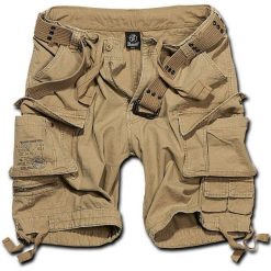 Szorty bushcraft męskie Brandit M65 Savage z Paskiem Vintage Beżowe. Brązowe spodenki rowerowe Brandit, l, z aplikacjami, z tkaniny, rowerowe. Za 231.30 zł.
